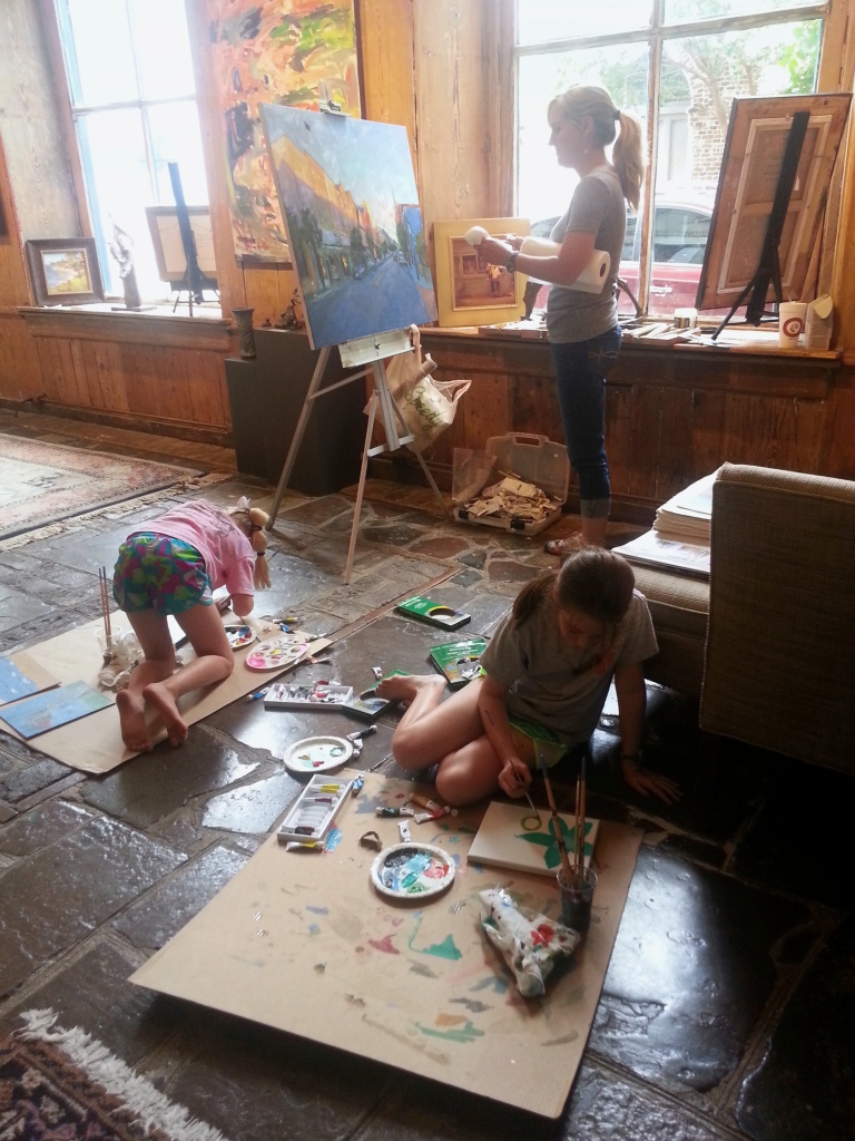"A rainy summer day when girls came to paint with me in the gallery."