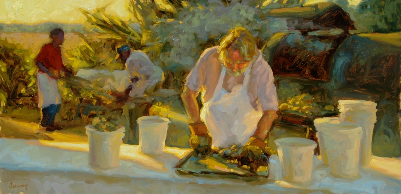 Shucking Oysters by Shannon Smith Hughes Private Collection, Old Hickory, Tennessee