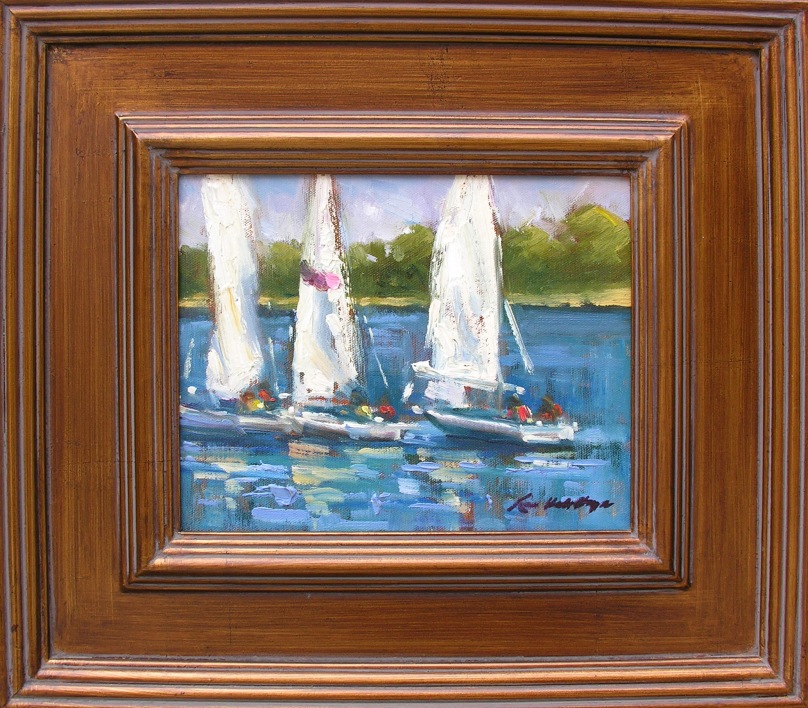 Sailing Away Karen Hewitt Hagan, Hagan Fine Art oil on linen, 15x17 framed retail price $800 starting bid $270